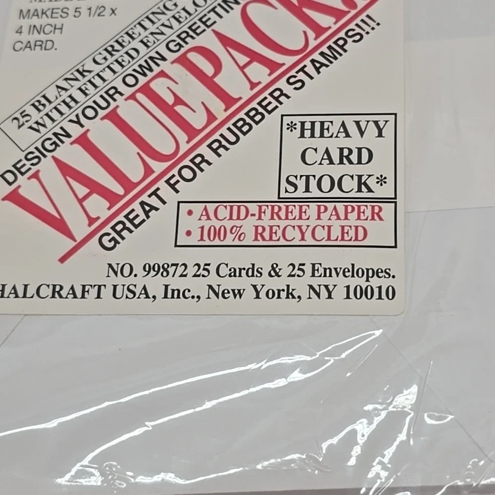 Halcraft‎ USA Valuepack 4 Packages Of 25 Envelopes & Cards White NEW Cardcraft